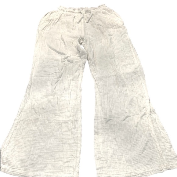 Flying Point White Elastic Waist Wide Leg Pants